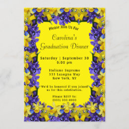 Invitación Flores Primavera Marco Graduación De Cena Amarilla