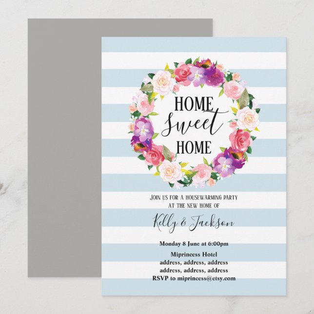 Invitación flores primaverales, fiesta floral de limpieza (Anverso / Reverso)