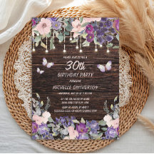 Flores Púrpura Rosa Mariposas Madera Rústica 30