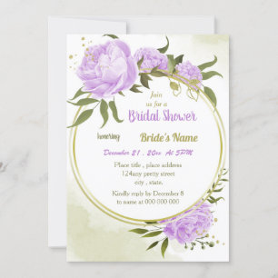 Invitación flores púrpura vegetación wreath ducha de novia