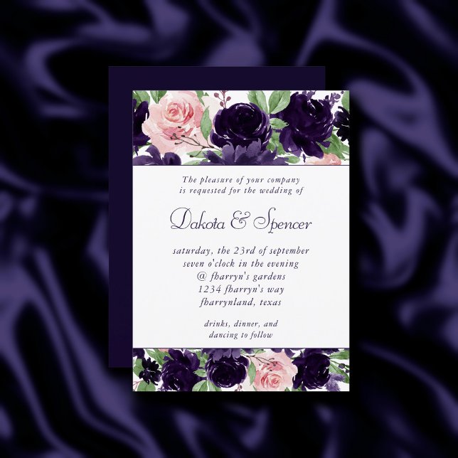 Invitación Flores | Púrpura y rosa Bouquet Garland (Subido por el creador)