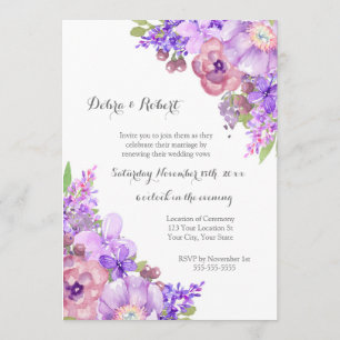 Invitación Flores púrpuras de Lilac rusas prometen renovación