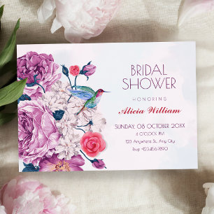 Invitación Flores púrpuras florecen en la ducha de la novia