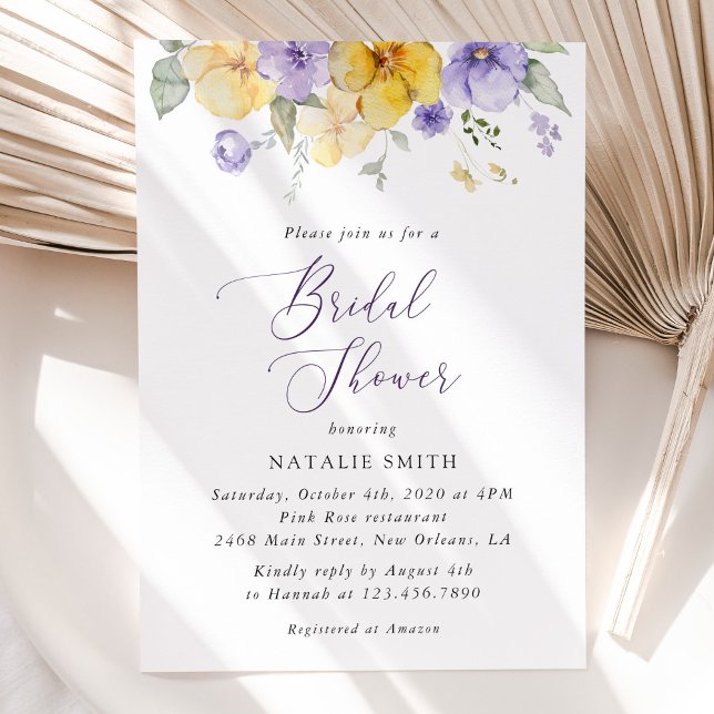 Invitación Flores púrpuras, flores amarillas, Despedida de so (Subido por el creador)