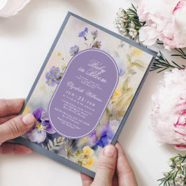 Invitación Flores púrpuras rusas bebés en ducha de flores en 