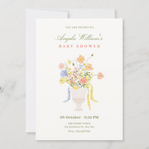Invitación Flores ramo ducha de bebé