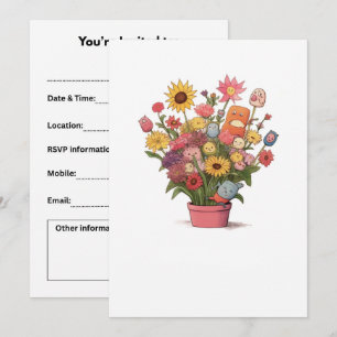 Invitación Flores, ramo, maceta