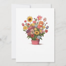 Invitación Flores, ramo, maceta