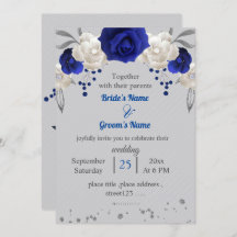 flores reales azules blancas hojas boda gris