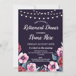 Invitación Flores retiradas de Fiesta de jubilación invitan a