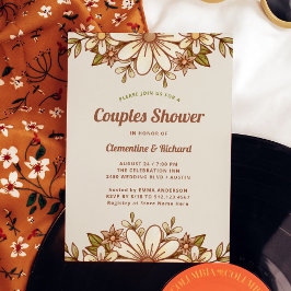 Invitación Flores retro Boho | Ducha de pareja