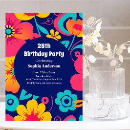 Invitación Flores retro brillantes y audaces - Estilo dopamin