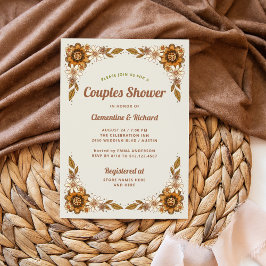 Invitación Flores retro | Ducha de pareja