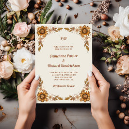Invitación Flores retro neutrales | BODA