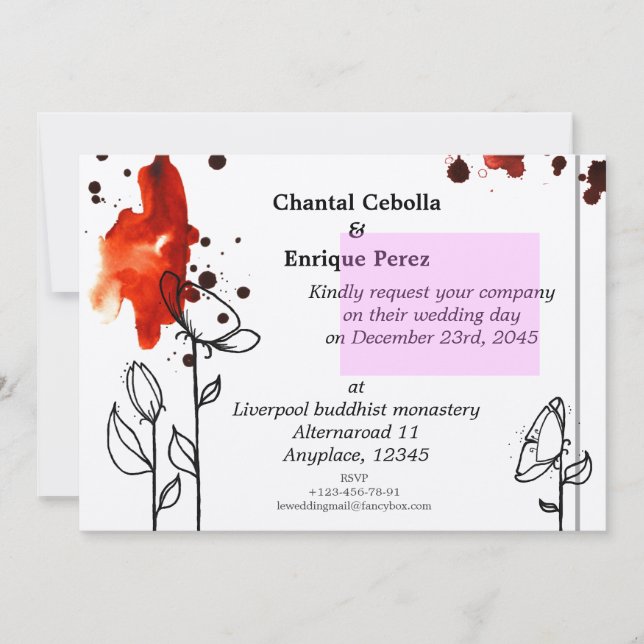 Invitación Flores rojas (Anverso)