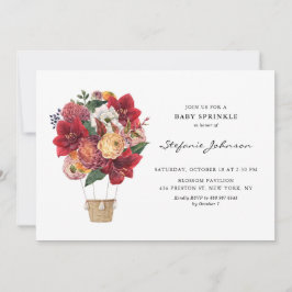 Invitación Flores rojas Balón de aire caliente Bebé Rociar