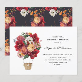 Invitación Flores rojas Balón de aire caliente Ducha de casam