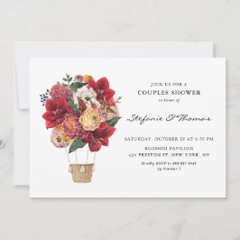 Invitación Flores rojas Balón de aire caliente Ducha Parejas