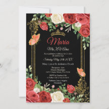 Flores Rojas Corales Mariposa Mis XV Anos Cumpleañ