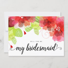 Invitación Flores rojas etéreos serás mi dama de honor