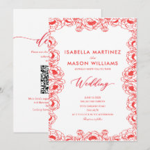flores rojas francesas de jugo chinoiserie boda