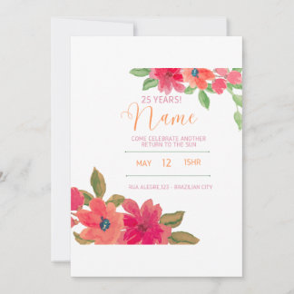 Invitación Flores rojas hermosas y delicadas