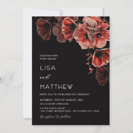 Invitación Flores rojas oscuras elegantes y temperamentales