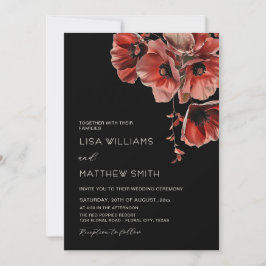 Invitación Flores rojas oscuras elegantes y temperamentales |
