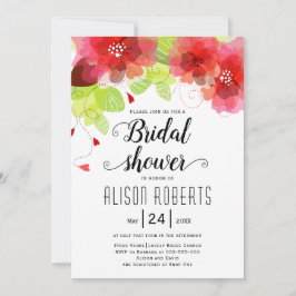 Invitación Flores rojas, rosadas etéreas boda ducha de novia