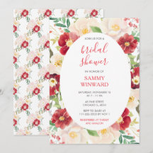 Flores rojas y crema románticas duchas de novias