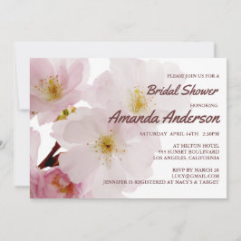 Invitación Flores románticas de cerezo rosa ducha de novia