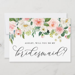 Invitación Flores Románticas De Color Rosa Serán Mi Novia