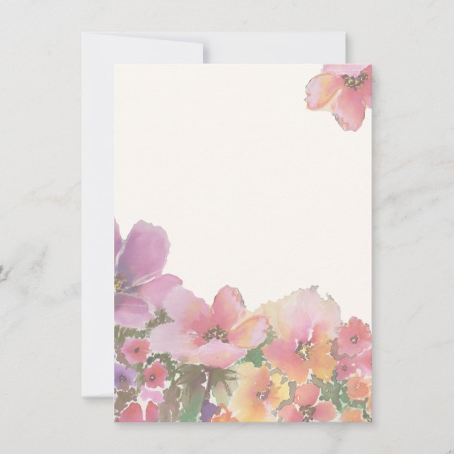 Invitación Flores románticas de la boda de la acuarela (Anverso)