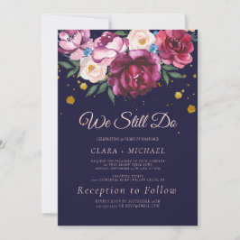 Invitación Flores románticas de peones | Renovación del voto 