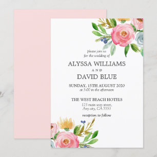 Invitación Flores románticas de sangre Boda Boho