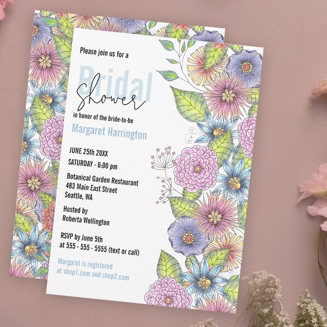 Invitación Flores románticas florecientes bohemias (Subido por el creador)