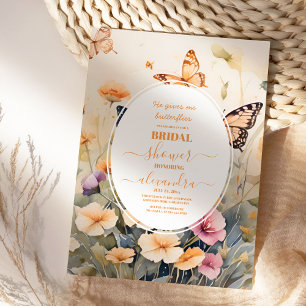 Invitación Flores románticas y mariposas ducha de novias