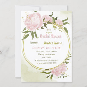Invitación flores rosa asombrosas oro corona de oro ducha de