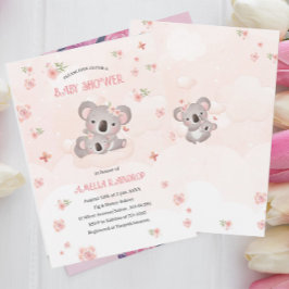 Invitación Flores rosa de Koala suave color de agua