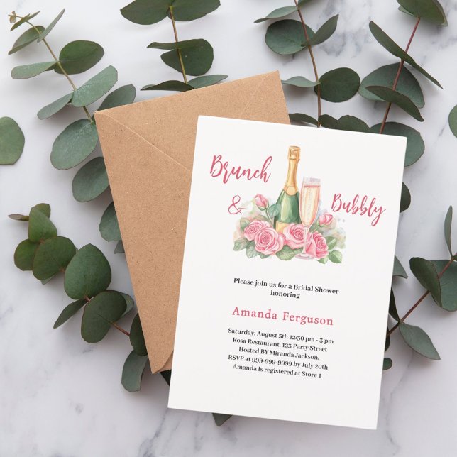 Invitación Flores rosa de ladrillo burbujeante elegante Ducha (Subido por el creador)