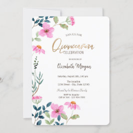 Invitación Flores rosa del jardín Quinceañera