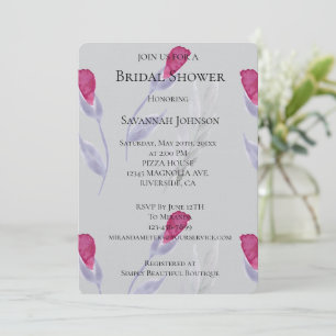 Invitación Flores rosa grises ducha de novia