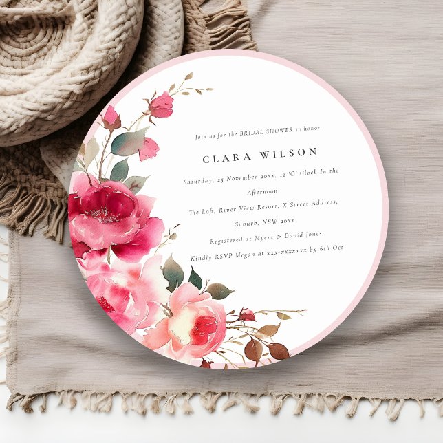 Invitación Flores rosa rosa rosa rosa rojo brillante cuarto d (Subido por el creador)