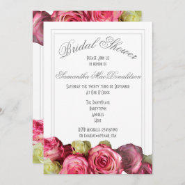 Invitación Flores rosa rosadas en verano ducha de novia