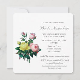 Invitación Flores rosa y rosa amarilla de época, ducha de nov