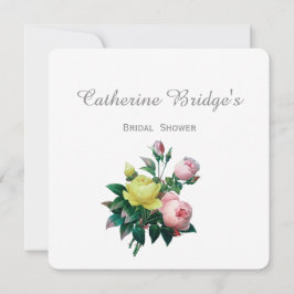 Invitación Flores rosa y rosa amarilla de época, ducha de nov