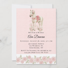 Invitación Flores rosadas acuarela Brunch y Bubbly