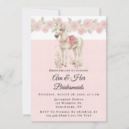 Invitación Flores rosadas acuarela Caballo de Bridesmaids Lun