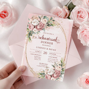 Invitación Flores rosadas aguadas románticas Ensayo