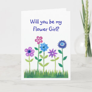 Invitación Flores Rosadas, Azules y Malva Solicitud de Niña c